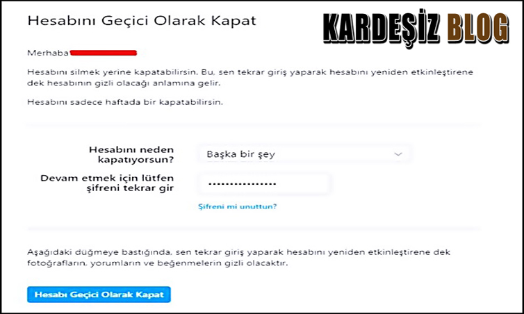 ınstagramı Geçici Olarak Kapatma işlemi